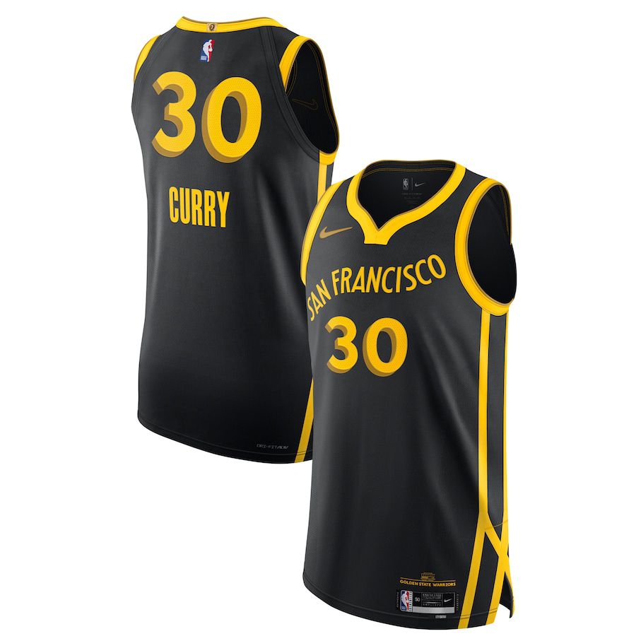 Men Golden State Warriors #30 Stephen Curry Nike Black City Edition 2023-24 Authentic NBA Jersey
